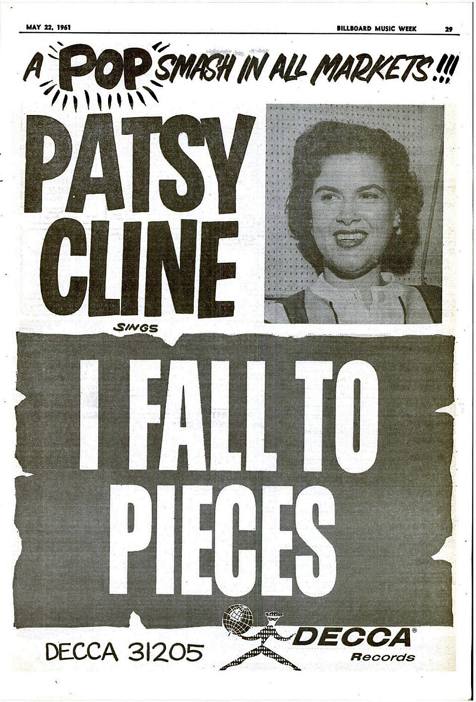 I Fall to Pieces - Billboard ad 1961