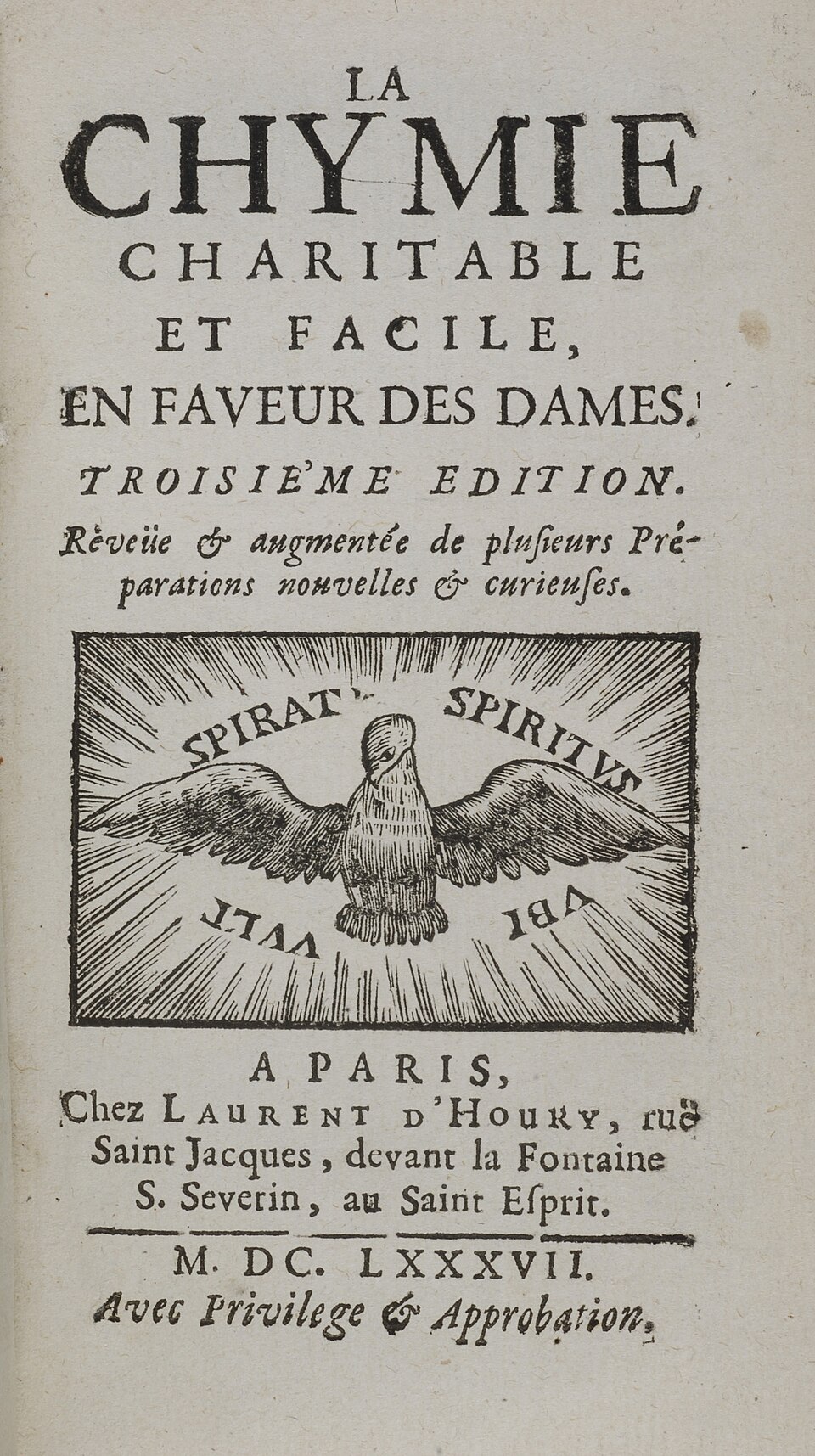 Marie Meurdrac 1687 Chymie Dames title page