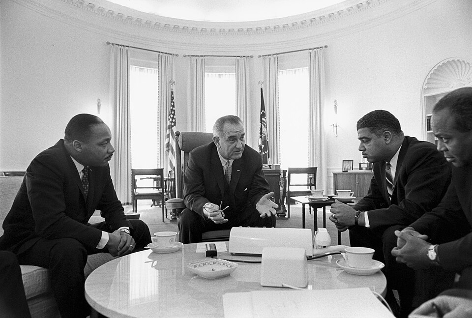 Lyndon Johnson meeting with civil rights leaders