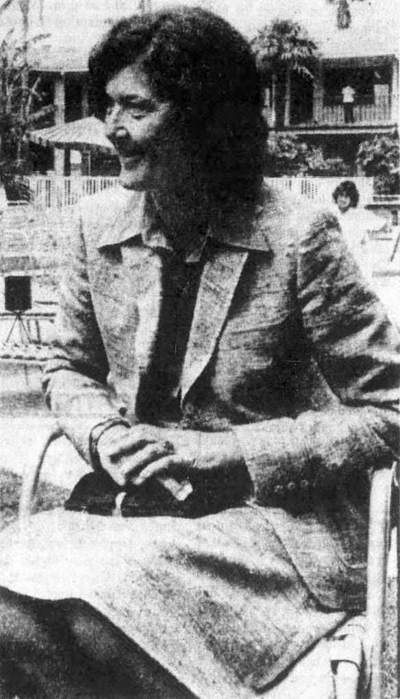 Dian Fossey sitting, Santa Barbara News-Press 1981-05-06 25