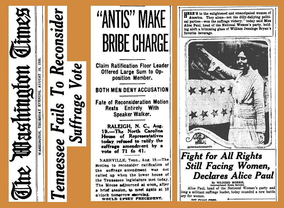 19200819 Suffrage vote (Tennessee) - Nineteenth Amendment - The Washington Times