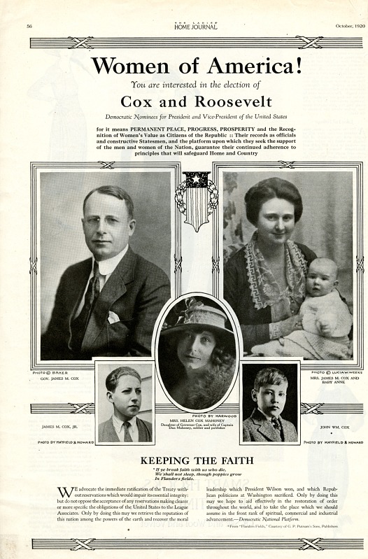 Ad targeting female votes for 1920 presidential election