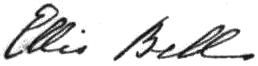 Brontë sisters' signatures as Currer, Ellis and Acton Bell (cropped) (transparent)