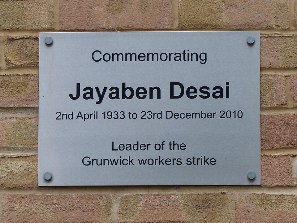 Jayaben Desai plaque