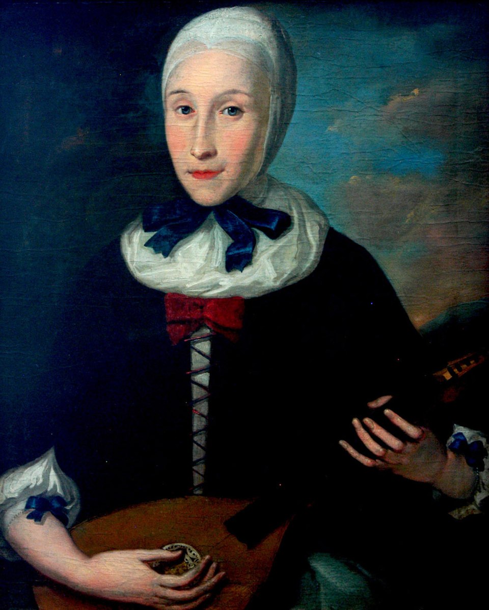 Benigna Zinzendorf playing the cittern